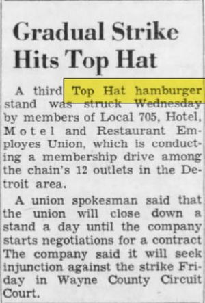 Top Hat Hamburgers - April 1967 Workers Strike